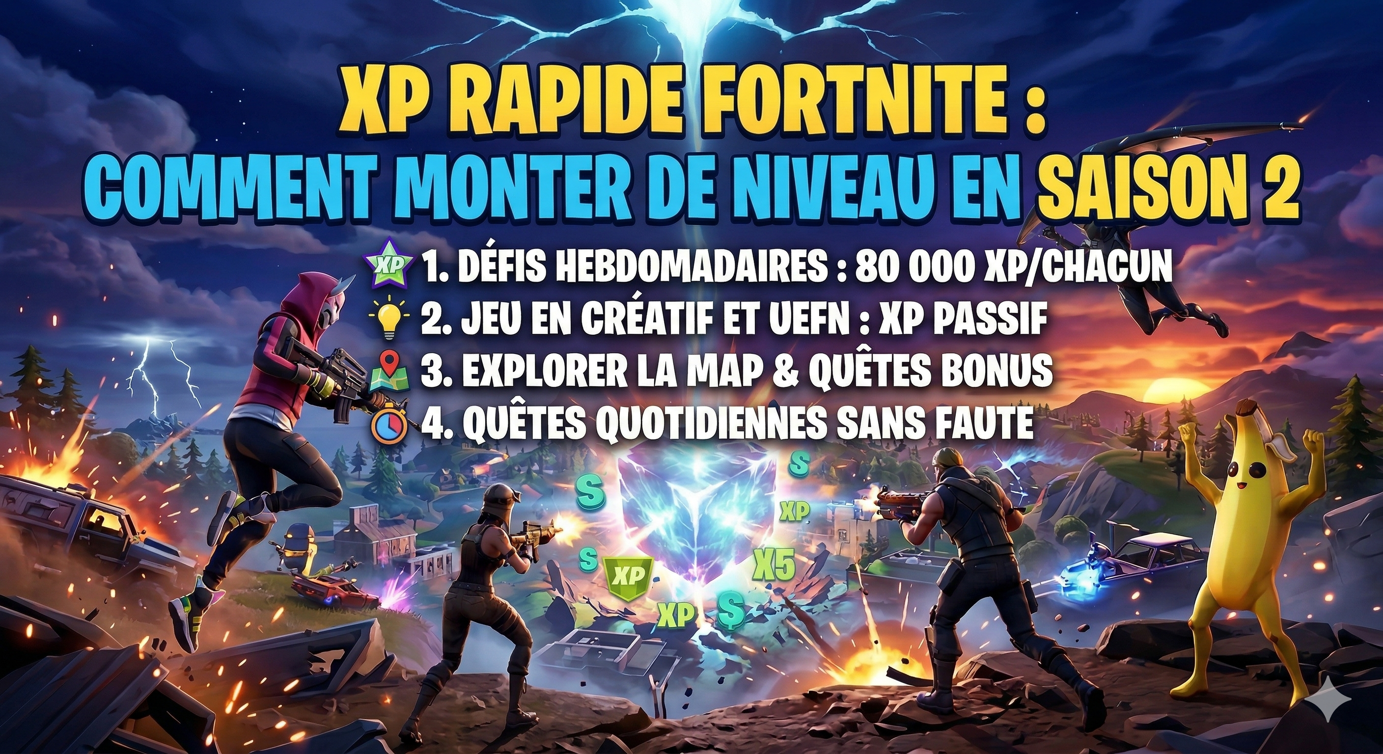 XP rapide Fortnite : Comment monter de niveau en Saison 2