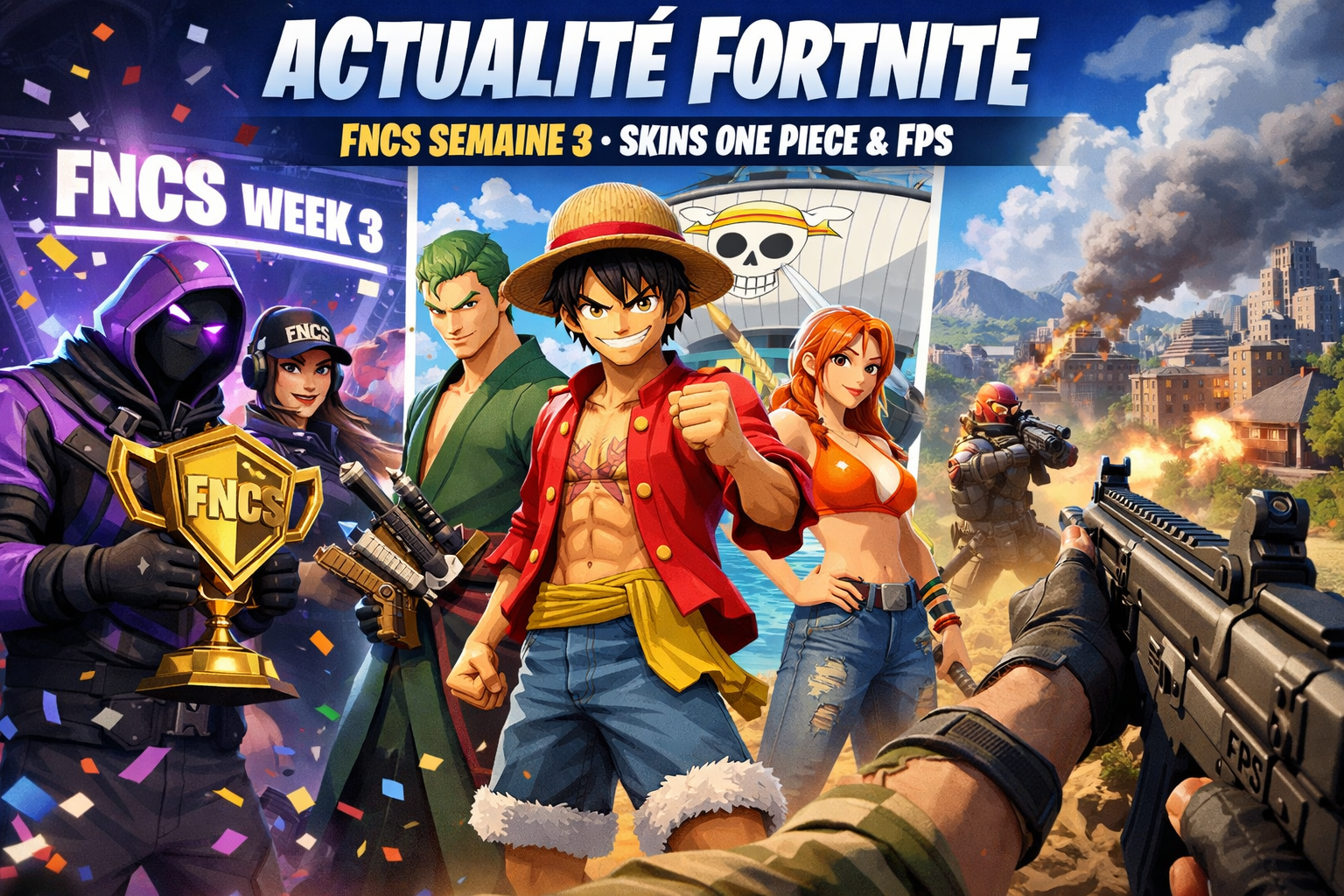 Actualité Fortnite : FNCS Semaine 3, Skins One Piece et FPS